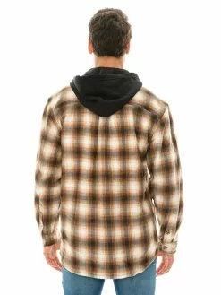 Shirts Lowes Brown Check Polar Fleece Hooded Shirt -Traders Country Sales 58107 b lowes 1