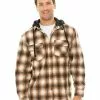 Shirts Lowes Brown Check Polar Fleece Hooded Shirt -Traders Country Sales 58107 f lowes 2