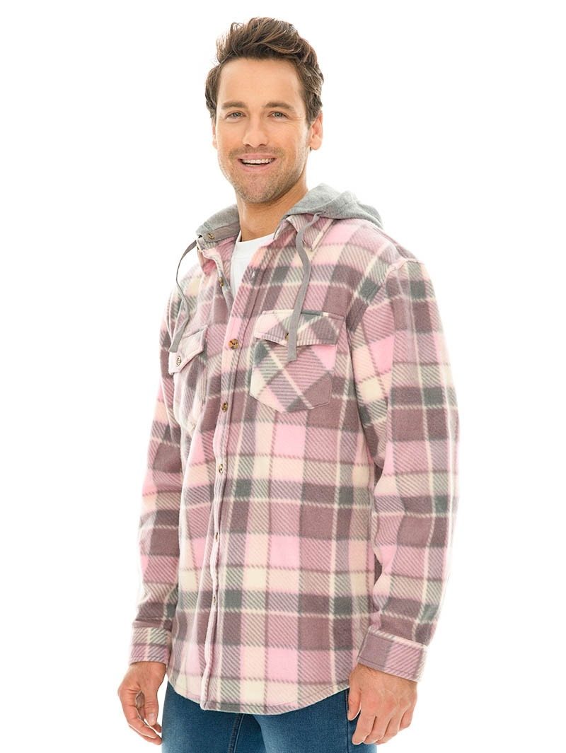 Shirts Lowes Pink Check Polar Fleece Hooded Shirt 4 Shirts Lowes Pink Check Polar Fleece Hooded Shirt - Image 2