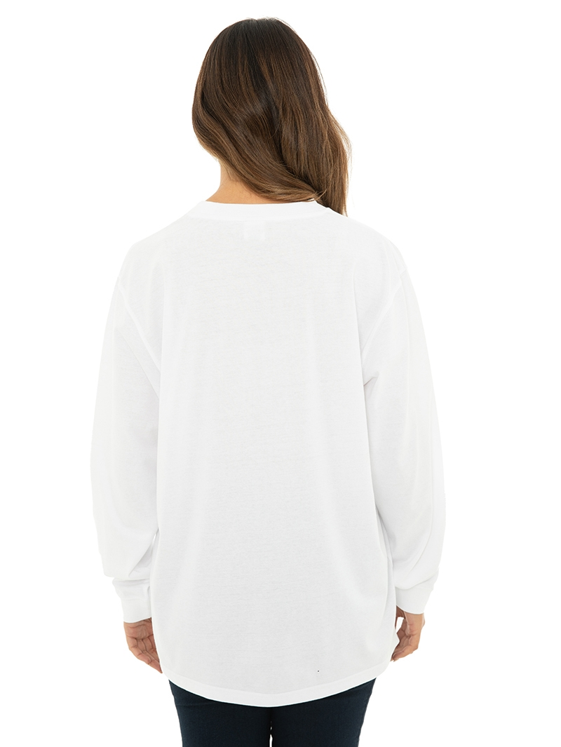 Lowes Tops Unisex Long Sleeve Crew Neck Top White 5 Lowes Tops Unisex Long Sleeve Crew Neck Top White - Image 3