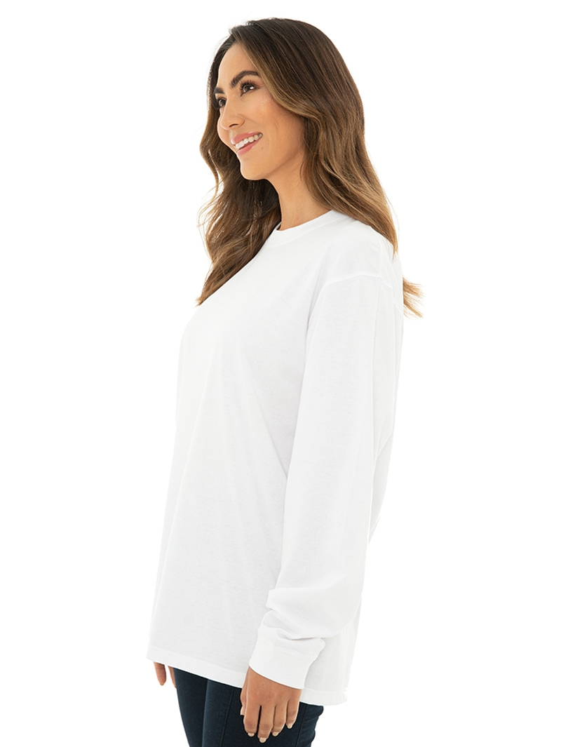 Lowes Tops Unisex Long Sleeve Crew Neck Top White 4 Lowes Tops Unisex Long Sleeve Crew Neck Top White - Image 2