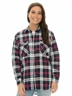 Tops Lowes Unisex Black & Pink Flannelette Shirt