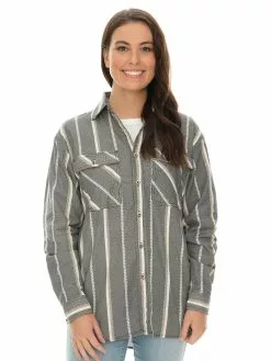 Traders Country Sales 51 Tops Lowes Unisex Multi Coloured Stripe Flannelette Shirt