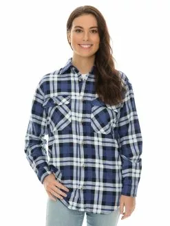 Tops Lowes Unisex Denim Check Flannelette Shirt