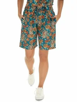 Bottoms Lowes Print Short Teal Floral Skull