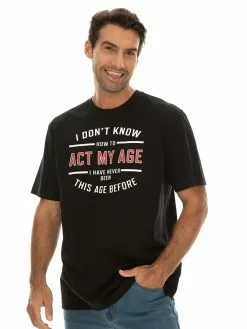 T-Shirts Lowes Mens Graphic Act My Age T Shirt Black