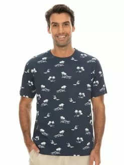 T-Shirts Lowes Mens Palm Print T Shirt Navy