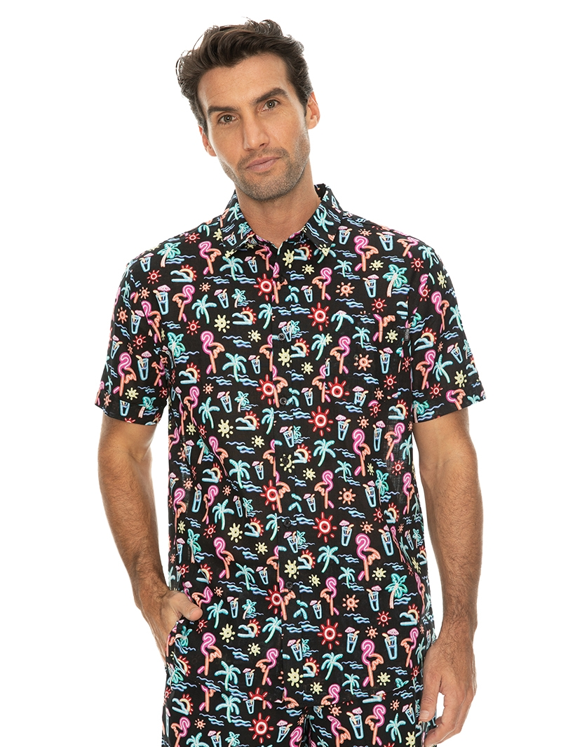 Prodigy Shirts Short Sleeve Print Shirt Neon Flamingo 3 Prodigy Shirts Short Sleeve Print Shirt Neon Flamingo