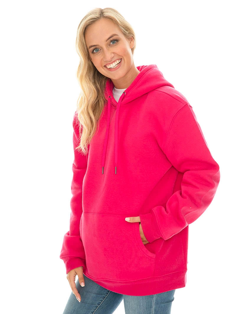 Tops Lowes Fleece Popover Hoodie In Hot Pink Unisex 4 Tops Lowes Fleece Popover Hoodie In Hot Pink Unisex - Image 2