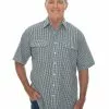 Shirts Bisley Shirt Short Sleeve In Olive Check -Traders Country Sales 58903 f 1 1