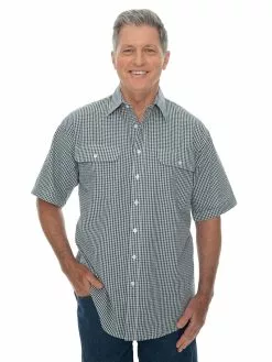 Shirts Bisley Shirt Short Sleeve In Olive Check