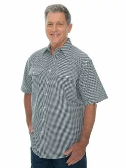 Shirts Bisley Shirt Short Sleeve In Olive Check -Traders Country Sales 58903 s 1