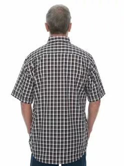 Shirts Bisley Shirt Short Sleeve In Brown & White Check -Traders Country Sales 58904 b 1 1