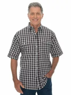 Shirts Bisley Shirt Short Sleeve In Brown & White Check