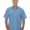 Shirts Bisley Shirt Short Sleeve In Royal Check Light Blue -Traders Country Sales 58905 f 1 1