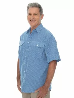 Shirts Bisley Shirt Short Sleeve In Royal Check Light Blue 10 Shirts Bisley Shirt Short Sleeve In Royal Check Light Blue -Traders Country Sales 58905 s 1 1
