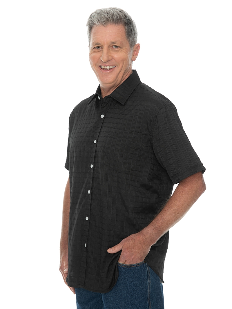 Elliotts Shirts Mens Shirt Short Sleeve In Black Dobby 7 Elliotts Shirts Mens Shirt Short Sleeve In Black Dobby - Image 5