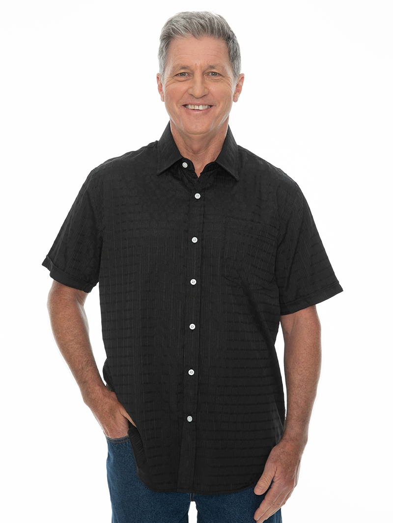 Elliotts Shirts Mens Shirt Short Sleeve In Black Dobby 4 Elliotts Shirts Mens Shirt Short Sleeve In Black Dobby - Image 2