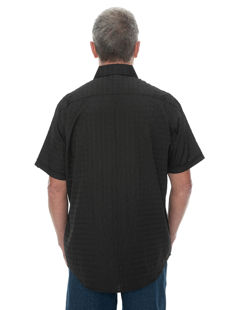 Elliotts Shirts Mens Shirt Short Sleeve In Black Dobby 5 Elliotts Shirts Mens Shirt Short Sleeve In Black Dobby - Image 3