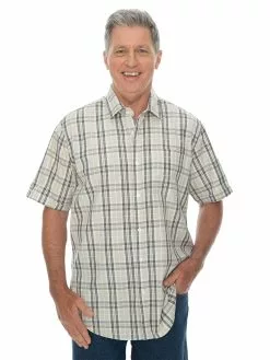 Elliotts Shirts Mens Shirt Short Sleeve In Tan Check