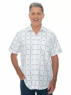 Elliotts Shirts Mens Short Sleeve Shirt White Black Check