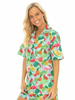 Tops Riley Adams Shirt Fruity Flamingo Print Unisex -Traders Country Sales 59006 s 2 lowes