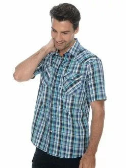 Traders Country Shirts Mens Check Shirt Sort Sleeve Taupe -Traders Country Sales 59302 s