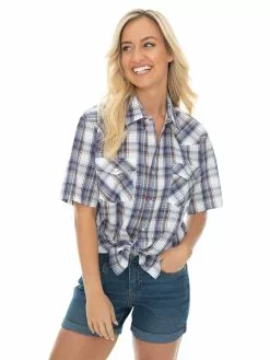 Traders Country Shirts Mens Check Shirt Sort Sleeve Purple