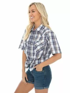 Traders Country Shirts Mens Check Shirt Sort Sleeve Purple -Traders Country Sales 59303 s 1 2