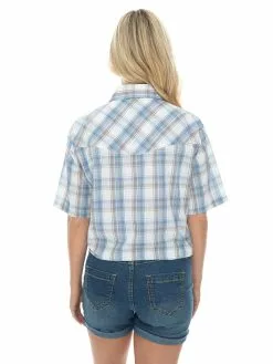 Traders Country Tops Unisex Check Shirt Sort Sleeve Blue -Traders Country Sales 59304 b 1 1 1
