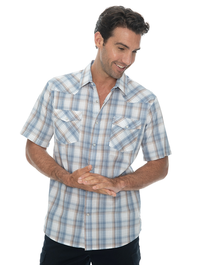 Traders Country Shirts Mens Check Shirt Sort Sleeve Blue 4 Traders Country Shirts Mens Check Shirt Sort Sleeve Blue - Image 2