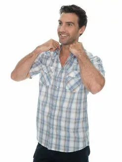 Traders Country Shirts Mens Check Shirt Sort Sleeve Blue 12 Traders Country Shirts Mens Check Shirt Sort Sleeve Blue -Traders Country Sales 59304 s