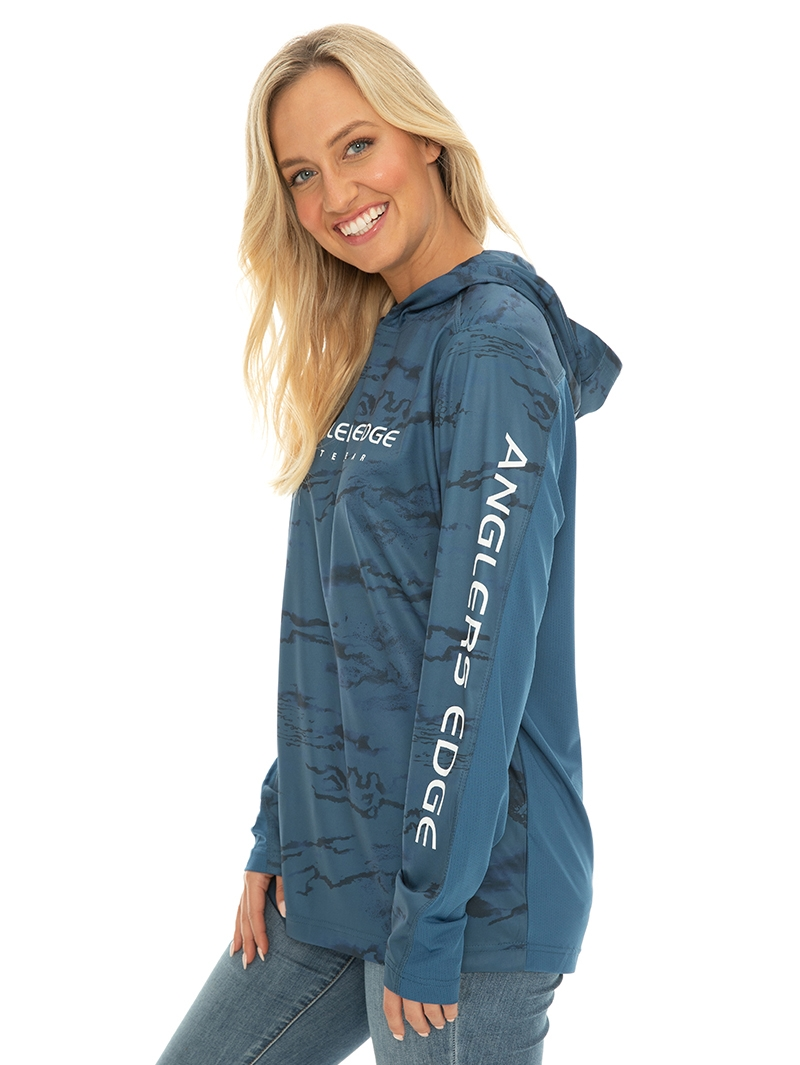 Tops Anglers Edge Blue Fishing Top With Hood Unisex 4 Tops Anglers Edge Blue Fishing Top With Hood Unisex - Image 2