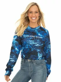 Tops Anglers Edge Blue Fishing Top Unisex
