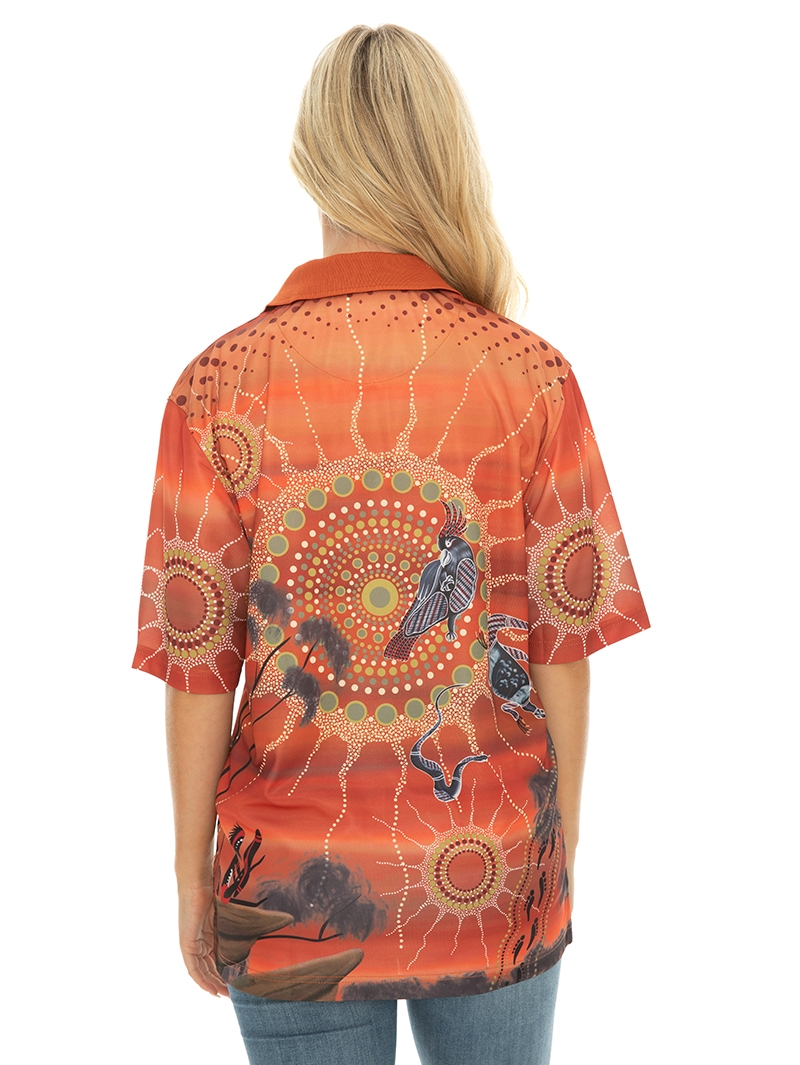 Tops Gumaraa Indigenous Orange Polo Unisex 5 Tops Gumaraa Indigenous Orange Polo Unisex - Image 3