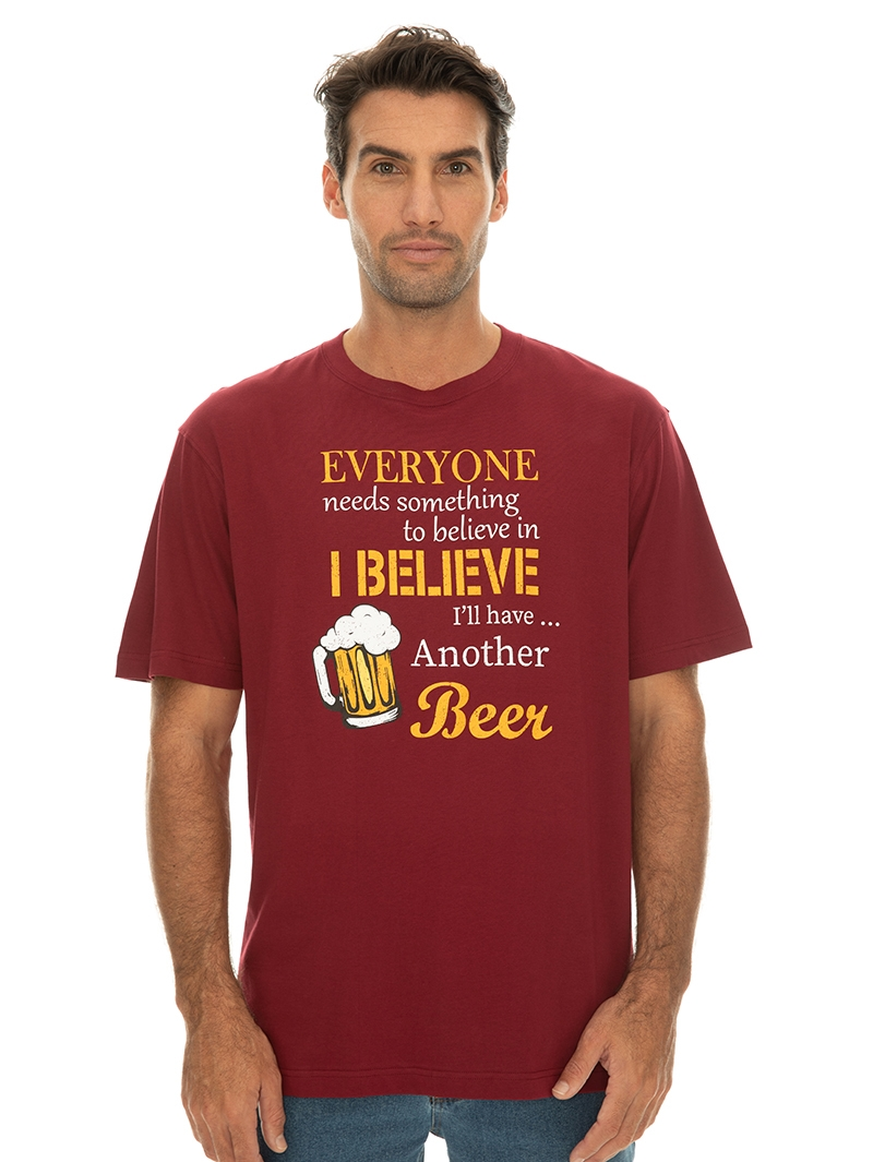T-Shirts Lowes Mens Graphic Believe In Beer T Shirt Red 3 T-Shirts Lowes Mens Graphic Believe In Beer T Shirt Red