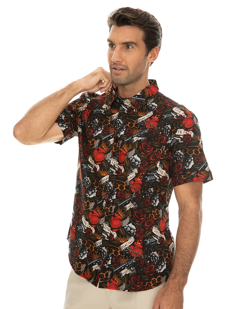 Prodigy Shirts Mens Short Sleeve Tattoo Print Shirt 4 Prodigy Shirts Mens Short Sleeve Tattoo Print Shirt - Image 2