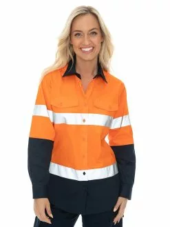 Tops Traders Orange & Navy Taped Long Sleeve Shirt