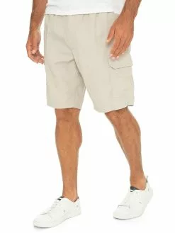 Elliotts Print Cargo Shorts Beige Triangle - Elastic Waist -Traders Country Sales 59959 s 1