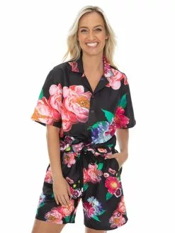 Riley Adams Tops Unisex Short Sleeve Multi Floral Print Shirt