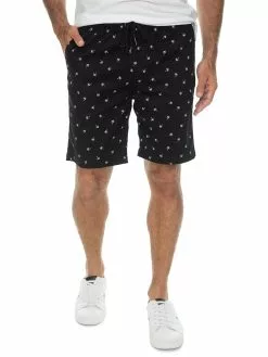 Lowes Print Shorts Navy Palm Tree - Elastic Waist