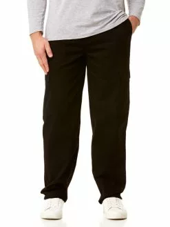 Street Pants Cotton Cargos Black - Elastic Waist
