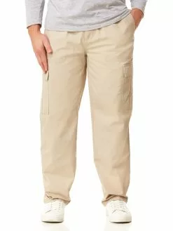 Street Pants Cotton Cargos Beige - Elastic Waist