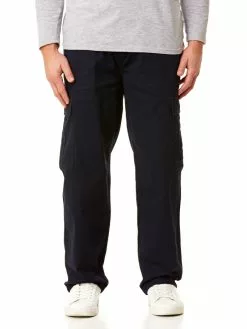 Street Pants Cotton Cargos Navy - Elastic Waist