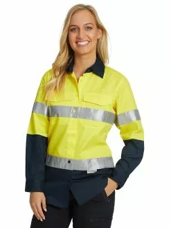 Tops Lowes Ladies Yellow & Navy Hi-Vis Shirt