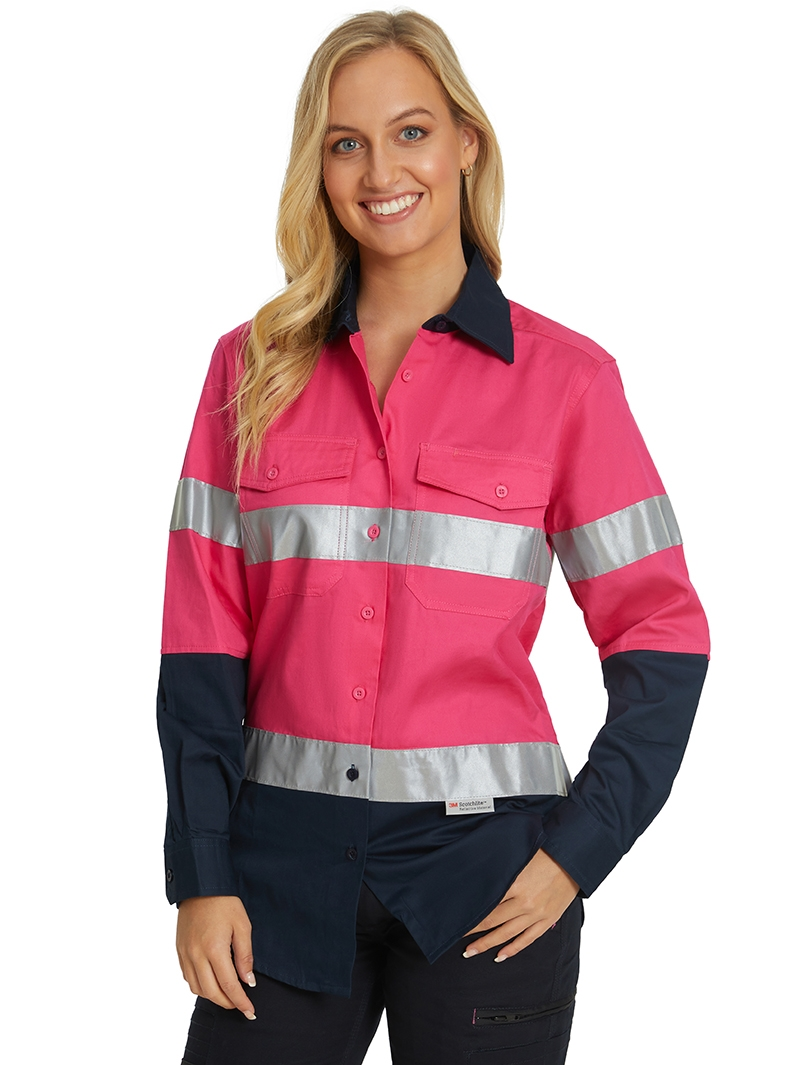 Tops Lowes Ladies Pink & Navy Hi-Vis Shirt 3 Tops Lowes Ladies Pink & Navy Hi-Vis Shirt