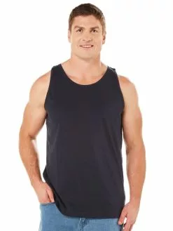 Casual Menswear Lowes Basic Cotton Jersey Navy Tank Top