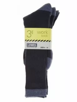 Lowes 3 Pack Crew Navy Work Socks