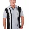Lowes Polos Cougars Black Grey White Vertical Stripe Knit Polo -Traders Country Sales default 31530 131 org