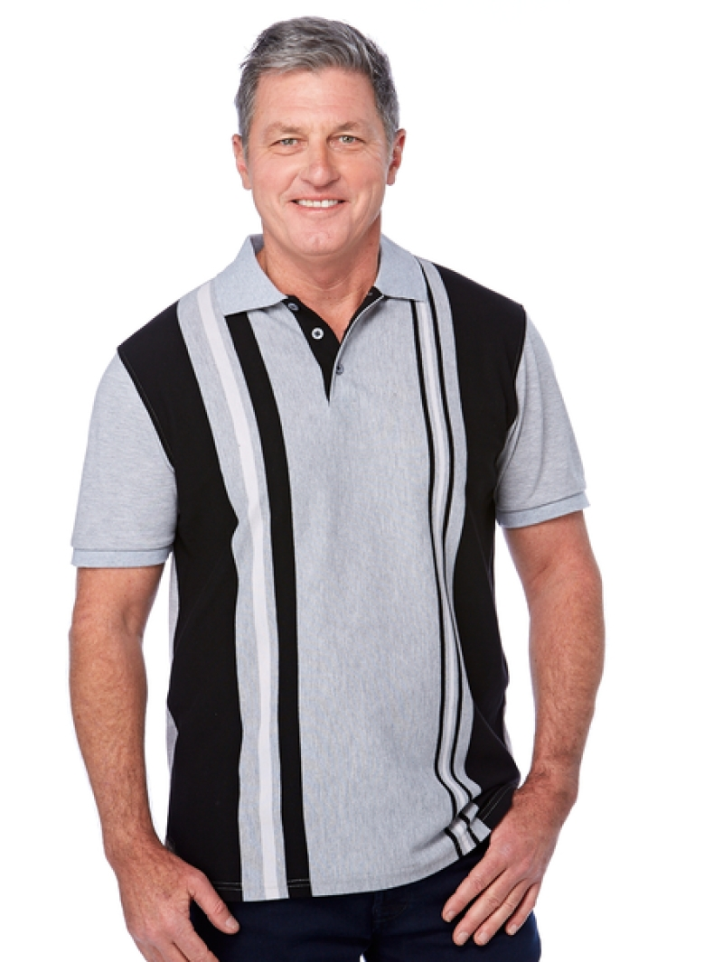 Lowes Polos Cougars Black Grey White Vertical Stripe Knit Polo 3 Lowes Polos Cougars Black Grey White Vertical Stripe Knit Polo